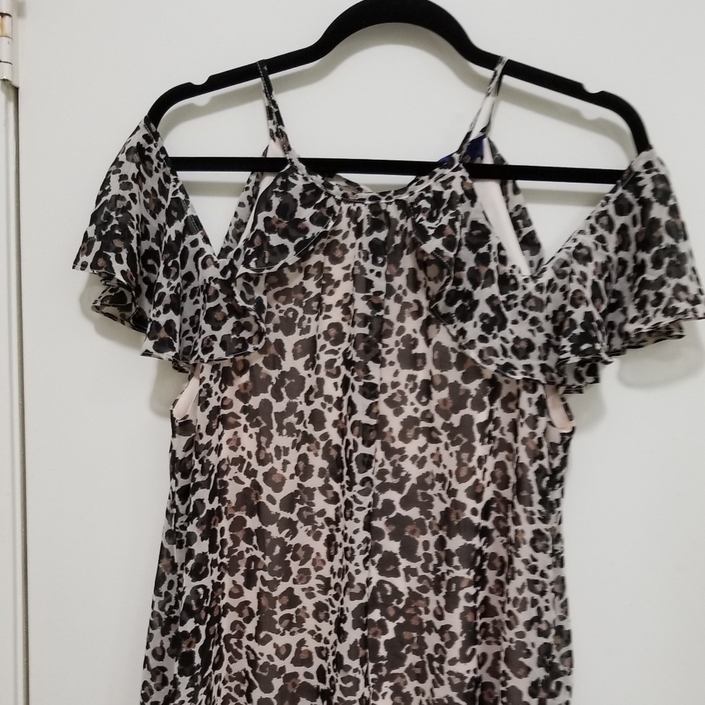 Off Shoulder Dress Animal Print Medium